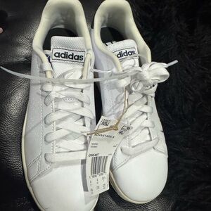 adidas White Sneakers with Textured Leather and Padded Tongue